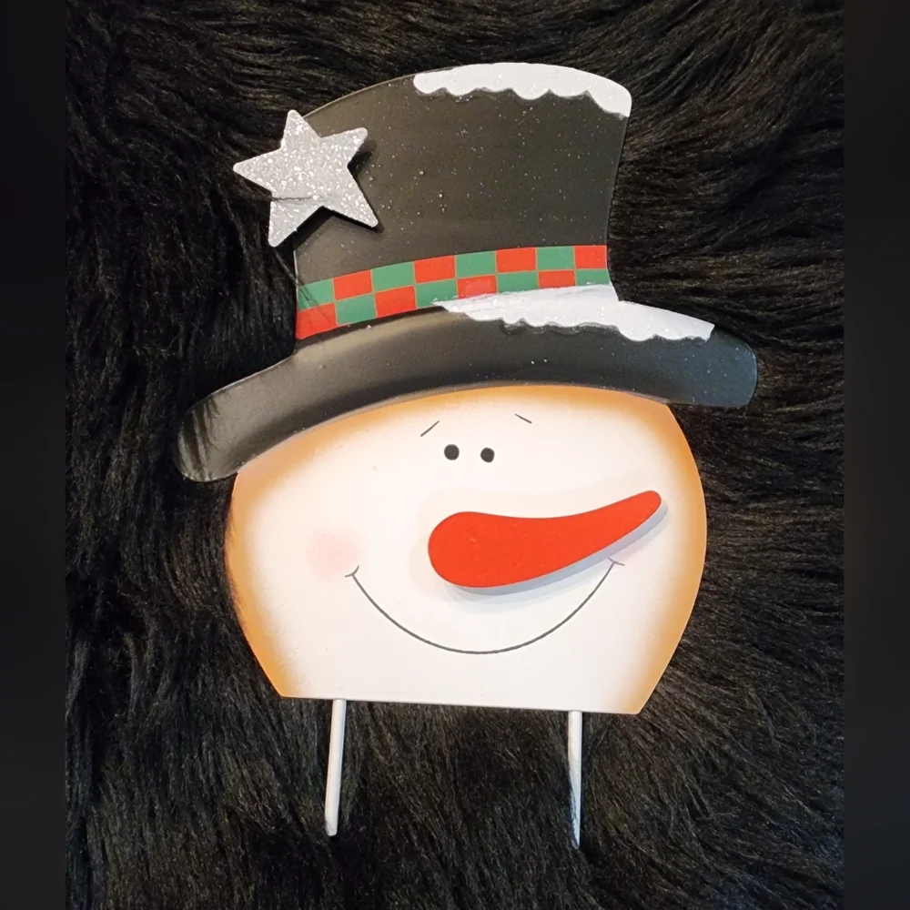 Solar Lighted Snowman Snow Gauge Garden Stake